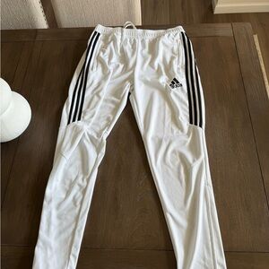 adidas White Jogger Pants with Black Side Stripes